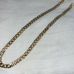 Two tone golden cut flat curve link chain 8mm x 24” unisex lobster clasp